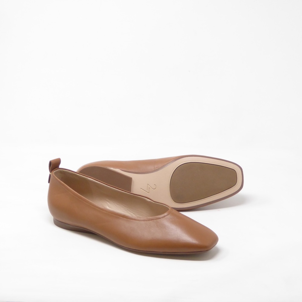 NEW 27 Edit Naturalizer Carla Women Flats Brown Leather Square Toe Size 8M